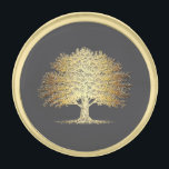Golden Oak Tree Gold Finish Lapel Pin<br><div class="desc">The background color can be changed to whatever color you like.
**Oak Tree=Strength Wisdom Endurance

Ideal for adorning suit lapels or collar areas,  this accessory adds natural elegance to formal attire while maintaining minimalist sophistication. The combination of solid metal and delicate negative space creates balanced visual interest.</div>