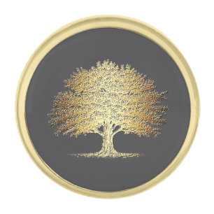 Golden Oak Tree Gold Finish Lapel Pin