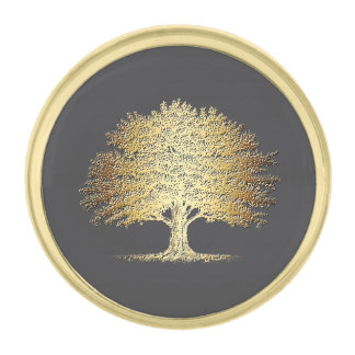 Golden Oak Tree Gold Finish Lapel Pin