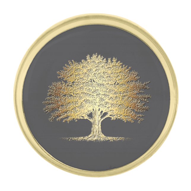 Golden Oak Tree Gold Finish Lapel Pin (Front)