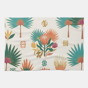 Golden Oasis Tropical Botanical Coasters Kitchen Towel
