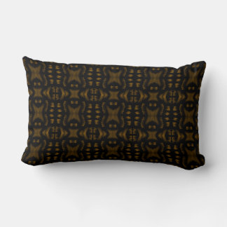 Golden Obsidian Tribal Ikat Pattern Lumbar Pillow