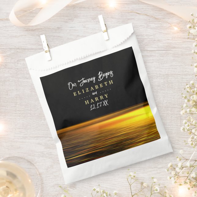 Golden Ocean, Elegant Beach Wedding Favor Bag (Clipped)