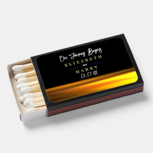 Golden Ocean, Elegant Beach Wedding Matchboxes