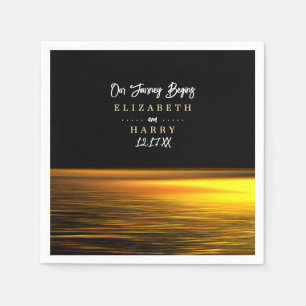 Golden Ocean, Elegant Beach Wedding Napkins