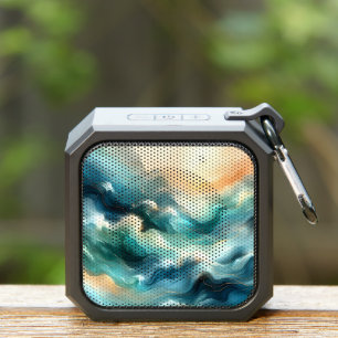 Golden Ocean Flow Abstract Waves Bluetooth Speaker