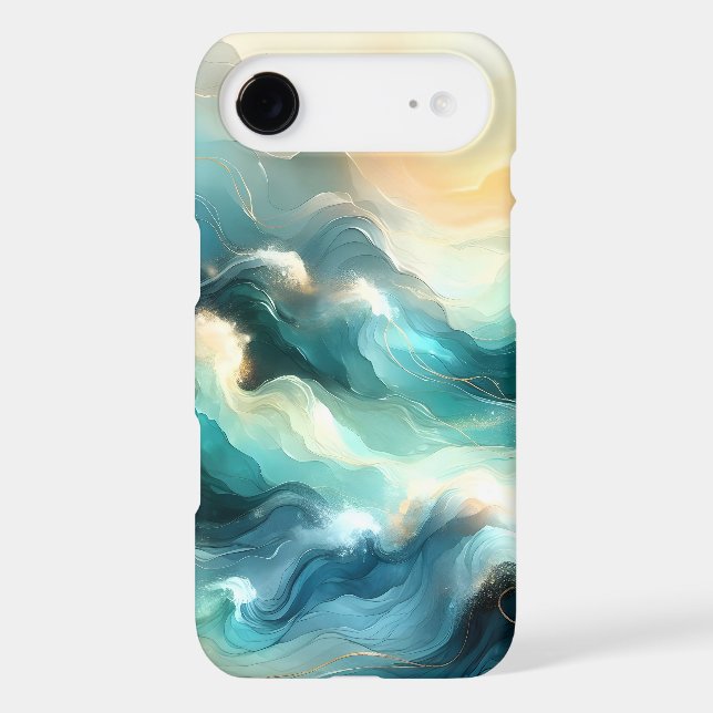 Golden Ocean Flow Abstract Waves Case-Mate iPhone Case (Back)