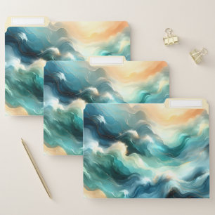 Golden Ocean Flow Abstract Waves File Folder