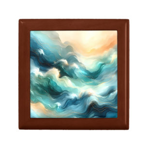 Golden Ocean Flow Abstract Waves Gift Box