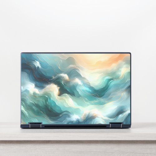 Golden Ocean Flow Abstract Waves HP Laptop Skin
