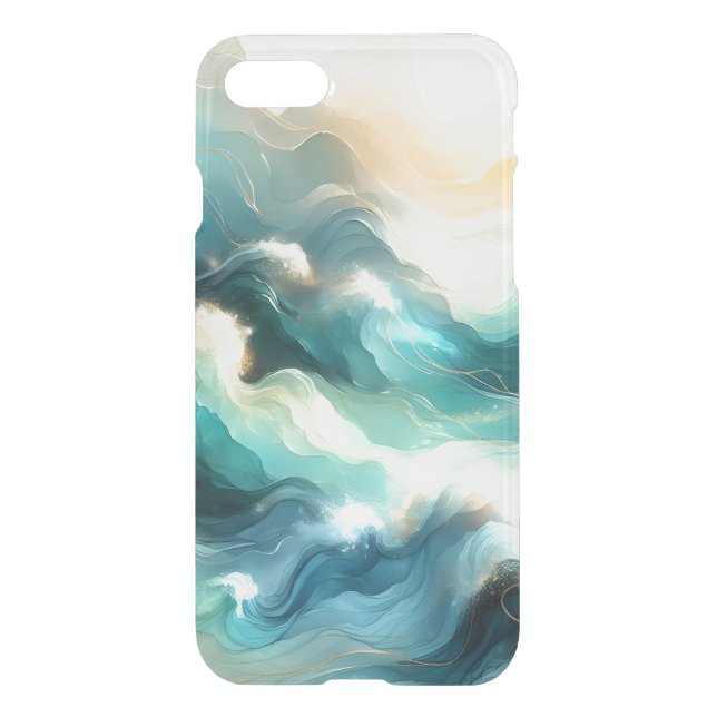 Golden Ocean Flow Abstract Waves Uncommon iPhone Case (Back)