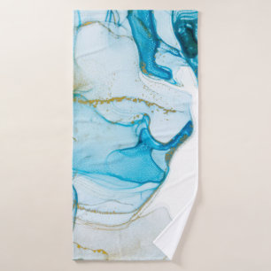 Golden ocean waves. Rich bright abstract picture. Bath Towel