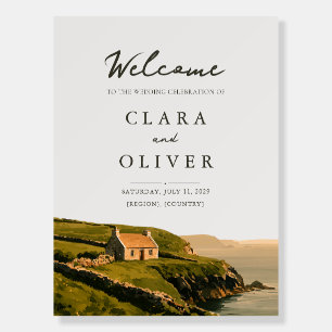 Golden Ochre Cliffs Irish Wedding Welcome Sign