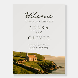 Golden Ochre Cliffs Irish Wedding Welcome Sign 