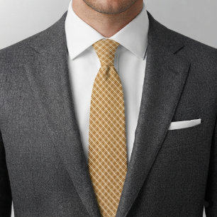 Golden Ochre Diamond Check Neck Tie