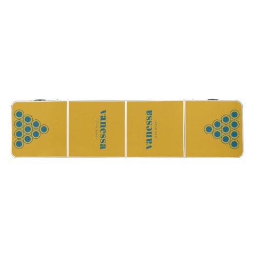 Golden Ochre Minimal Modern Classic Name Beer Pong Table