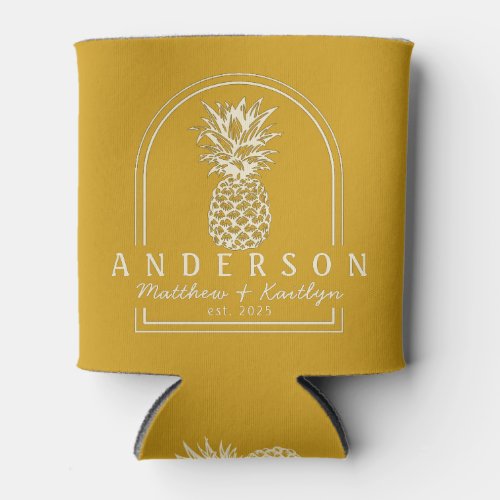 Golden Ochre Pineapple Wedding Arch &amp; Name Can Cooler