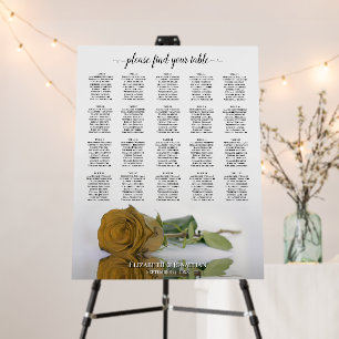 Golden Ochre Rose 20 Table Wedding Seating Chart Foam Board
