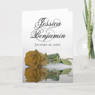 Golden Ochre Rose Elegant Romantic Photo Wedding Invitation