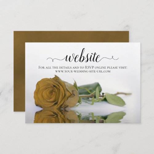 Golden Ochre Rose Elegant Wedding Website Enclosure Card