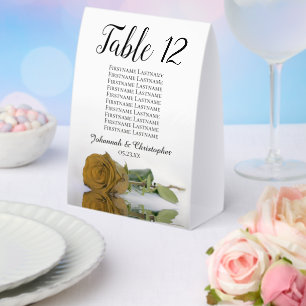 Golden Ochre Rose Wedding Seating Chart Number Paper Table Tent
