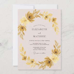 Golden Ochre Vine Wedding Invitation