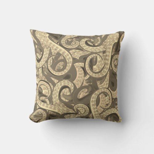 Golden Octopus Art Throw Pillow