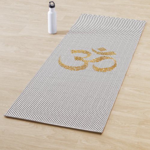 Golden Ohm Silhouette with Polka Dots Yoga Mat
