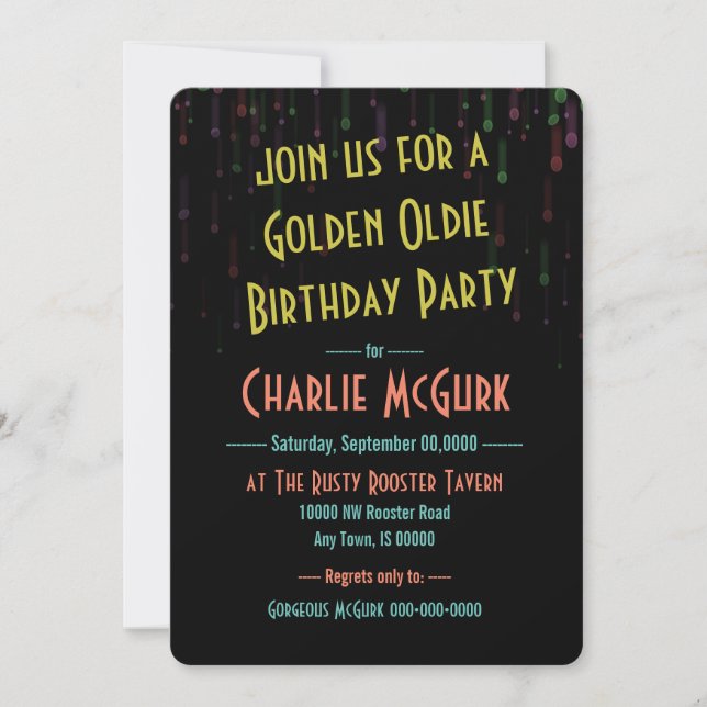 Golden Oldie Birthday Party Invitation (Front)