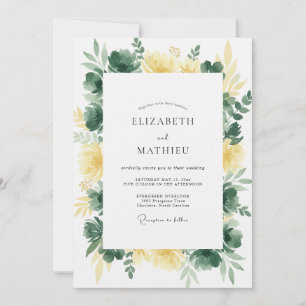 Golden Olive Foliage Eucalyptus Wedding Invitation