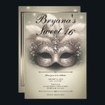 Golden Olive Masquerade Sweet 16 Photo Birthday Invitation<br><div class="desc">Customize any way you want.

Replace the photo on the back with your own photo or remove the photo all together.</div>