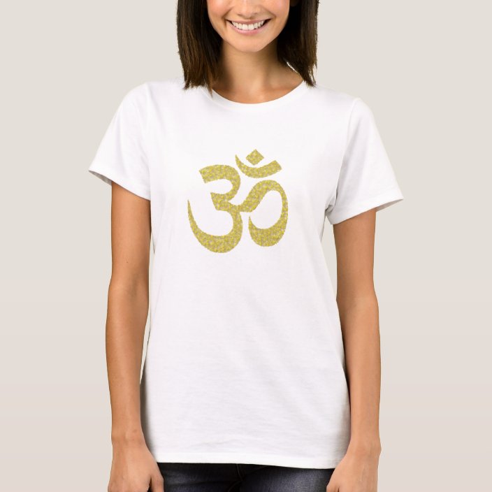 Golden Om Buddhist Symbol For White W T Shirt Zazzle Com