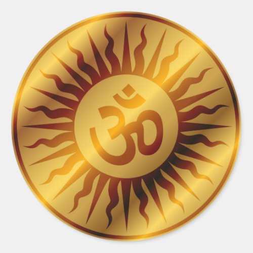 Golden Om Design Classic Round Sticker