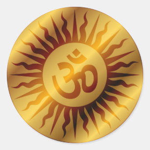 Golden Om Design Classic Round Sticker