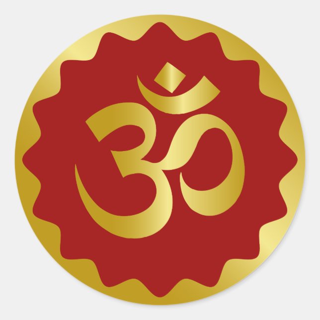 Golden Om Design Classic Round Sticker (Front)