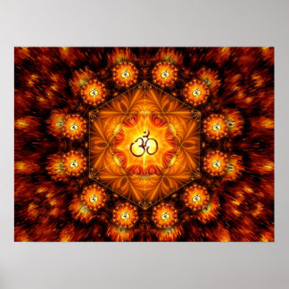 Golden Om Fractal mandala Poster