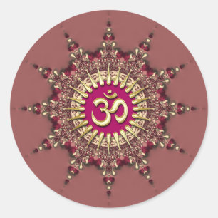 Golden Om on Earth Pinks Geo Star Classic Round Sticker