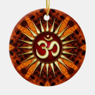 Golden OM Organic Good Energy Ceramic Ornament