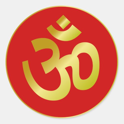 Golden Om Sign Classic Round Sticker