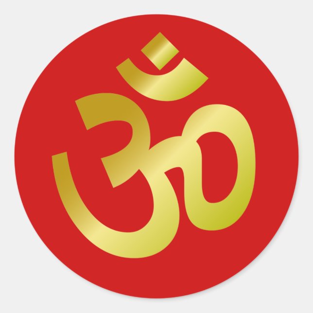 Golden Om Sign Classic Round Sticker (Front)