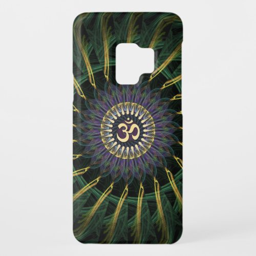 Golden OM Yoga Symbol Green  Fractal Swirl New Age Case_Mate Samsung Galaxy S9 Case