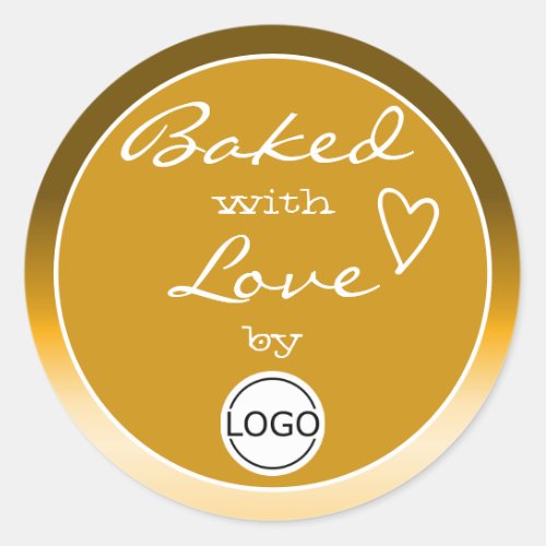 Golden Ombre Baked with Love Circle Logo Template Classic Round Sticker