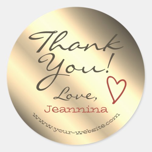 Golden Ombre Thank You Labels Heart Symbol Name