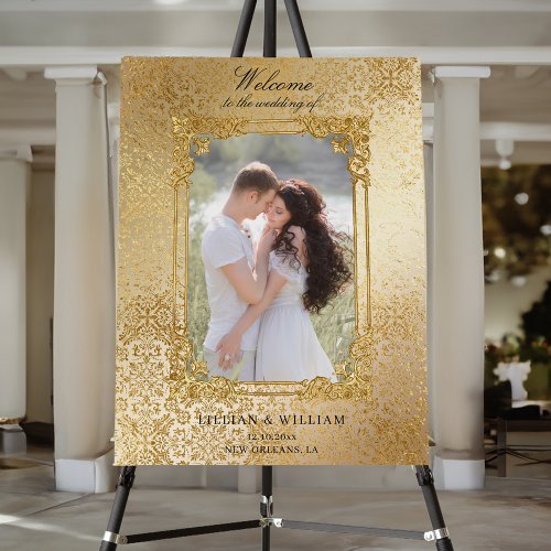 Golden Opulence Christmas Photo Wedding Welcome Foam Board