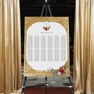 Golden Opulence Christmas Wedding Seating Chart Foam Board