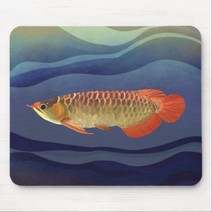 Golden Orange Arowana Fish Aquatic Mouse Pad