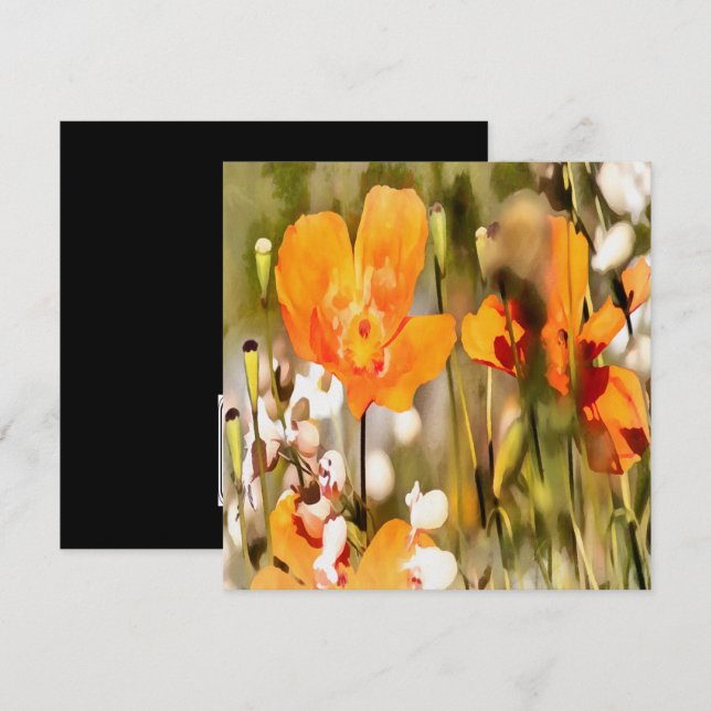 Golden Orange California Poppy Acrylic Painting Invitation (Front/Back)