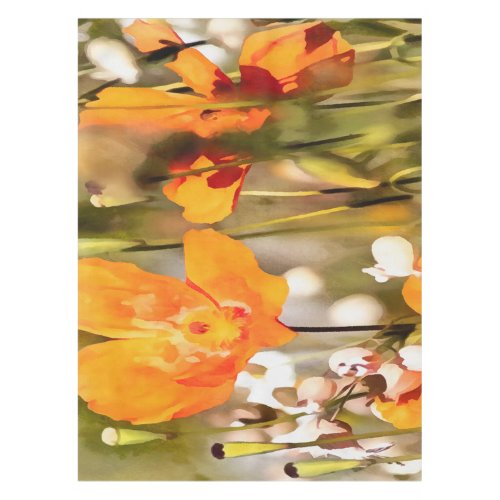 Golden Orange California Poppy Acrylic Painting Tablecloth