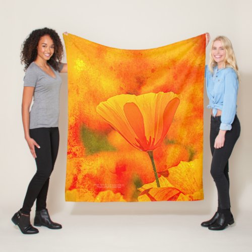 Golden Orange California Poppy Land Of Orange Fleece Blanket