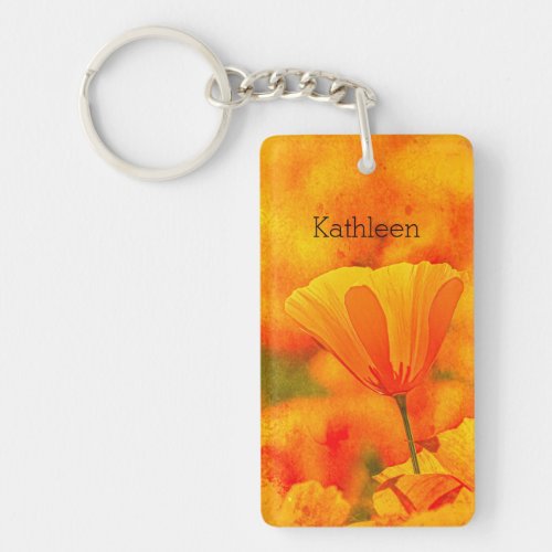 Golden Orange California Poppy Land Of Orange Keychain